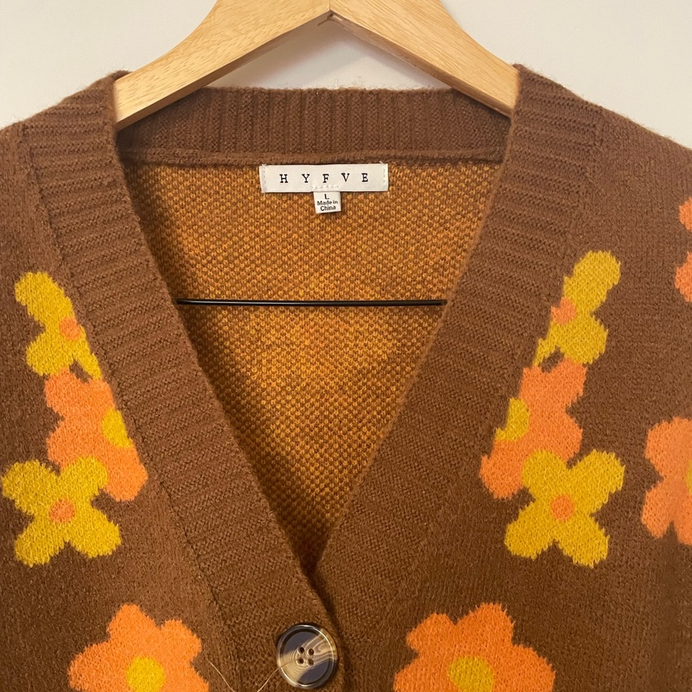 Vici for Hyfve Floral Brown Cardigan Sweater - Picture 5 of 11